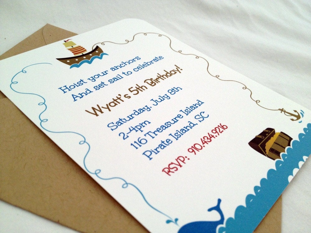 Pirate Invitations - Personalized for your Birthday Boy or Girl