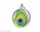 Blue, Green Peacock Pendant, Resin 7/8" Beautiful handcrafted pendant, READY TO SHIP -23 - kalilainecreations