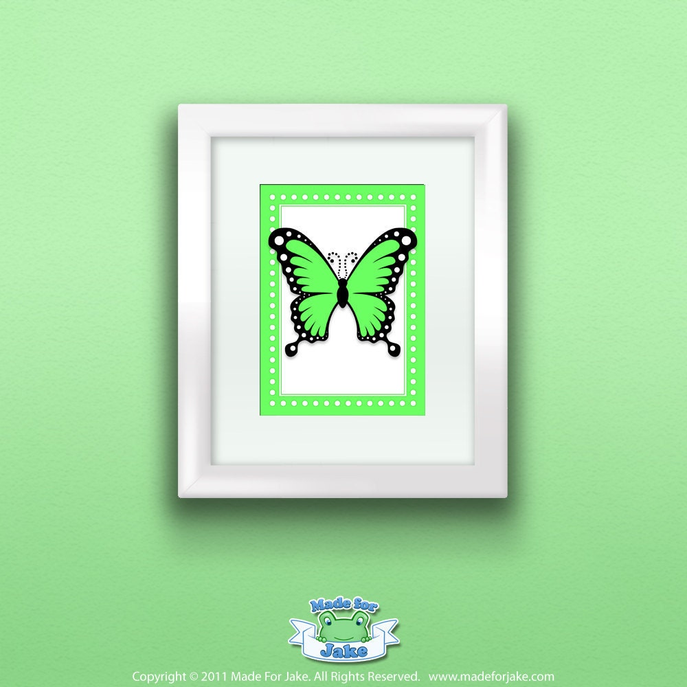 Green Swallowtail Butterfly Print, Wall  Décor, Art Print for Nursery or Kids Room, 5x7