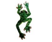 Green Glitter Frog Brooch or Hair Clip