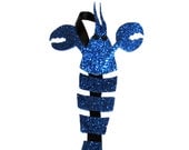 Blue Glitter Lobster Ribbon Headband