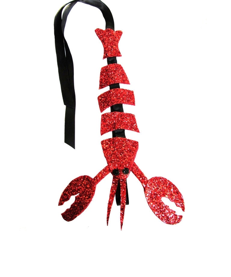 Red Glitter Lobster Ribbon Headband