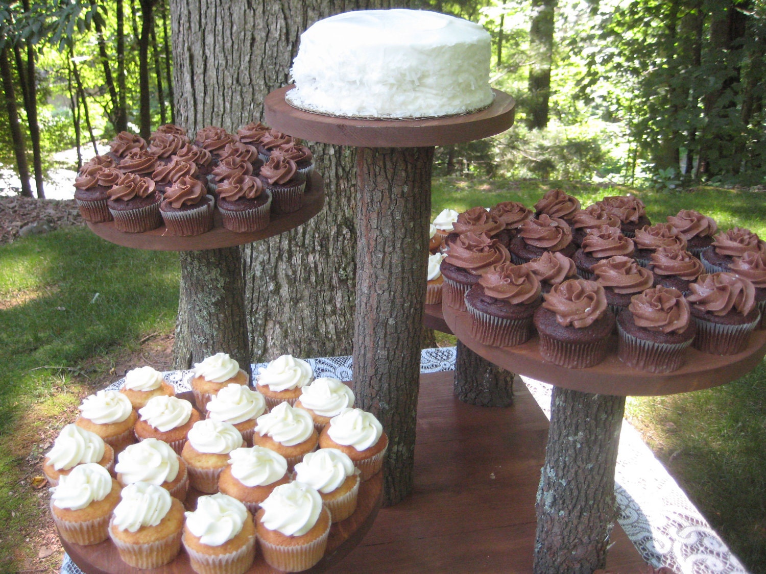 Rustic Cupcake Stand Wedding Cake Log Slice 5 Tier XLarge