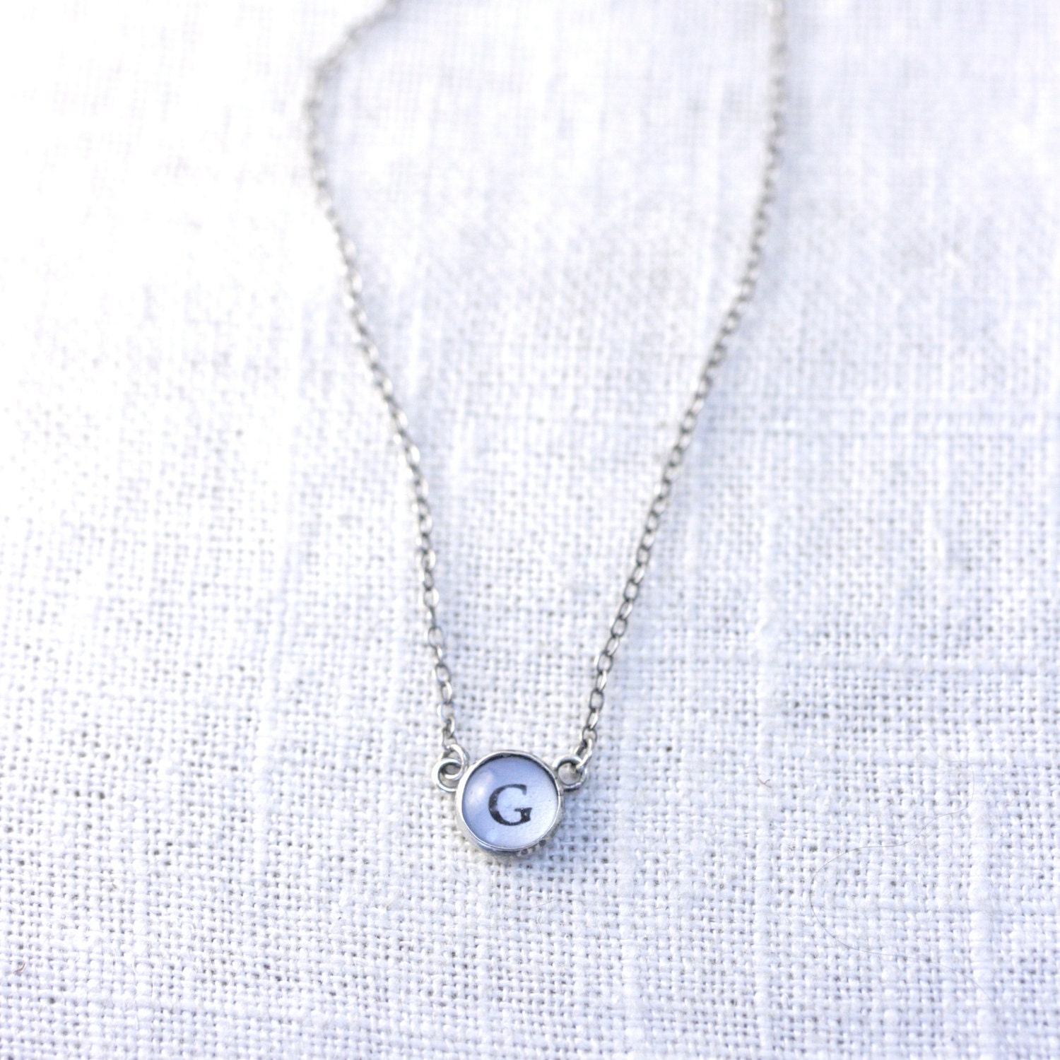 Petite Monogram Charm Necklace - 1 Mini Monogram, Linked Without Beads
