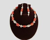 Bold and Classy Coral and Silver Beaded Necklace