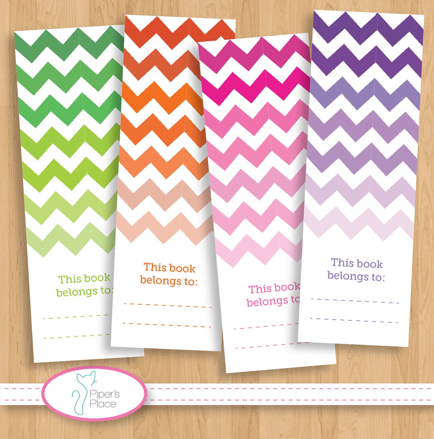 Printable Ombre Chevron Bookmarks