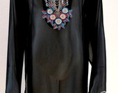 BLACK short kaftan with Embellished Design Hand Made Kaftan-One Size