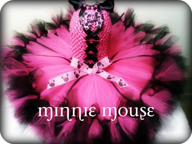 Minnie Mouse Halter Tutu Dress Hot Pink & Black