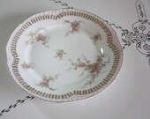 Vintage Rose and Gold Trim Dinner or Searving Plate