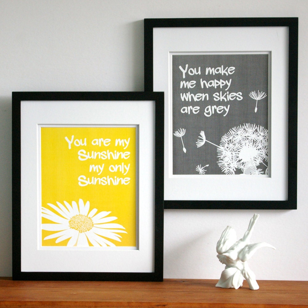Nursery art, childrens wall art, You are my sunshine print set, custom colors, size 11 x 14 kids word art baby girls room art art