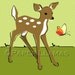 deer woodland forest fawn retro nursery illustration - childrens kids boy girl art print