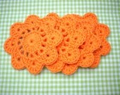 crochet coasters orange set of 4  large crochet applique  garland handmade housewares