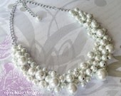 RESERVED for Sarah - Purple cluster bridesmaids necklaces, and white cluster bridal necklace.