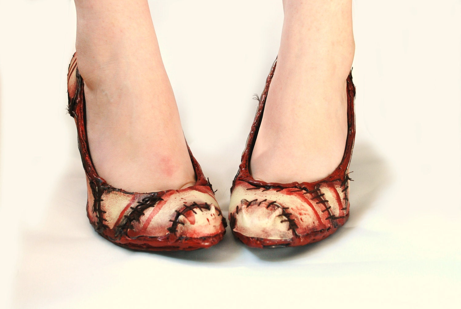 Rockabilly Halloween Witches Zombie flesh high heel court shoes (Lady gaga meat shoes)