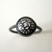 Clouds Ring - Glass Enameled Drawing in Oxidized Sterling Silver