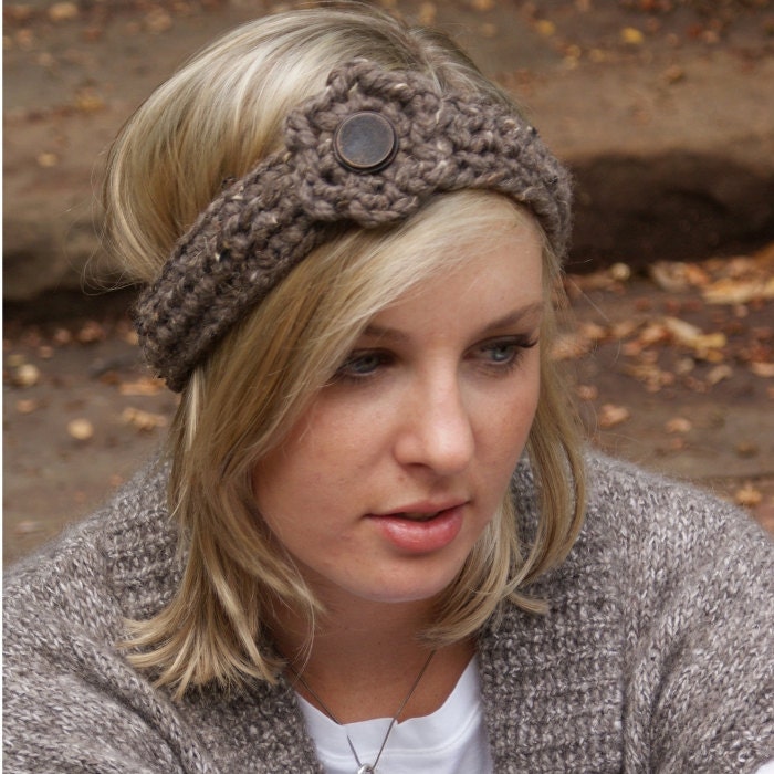 Tweed Headband with Flower