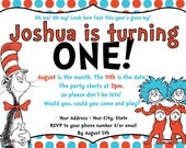 Custom Made Dr. Suess Birthday Party Invitations