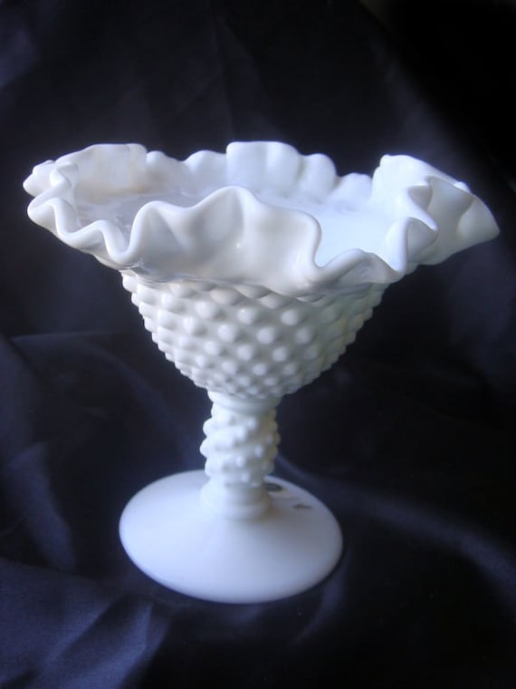 Vintage Fenton Hobnail Milk Glass Vase