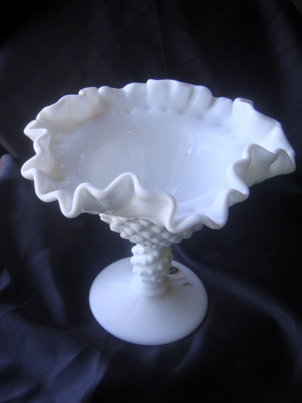 Vintage Fenton Hobnail Milk Glass Vase