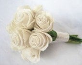 Wedding Flowers - Bridal Bouquet Wedding Bouquet with Swarovski crystal White / Ivory handmade