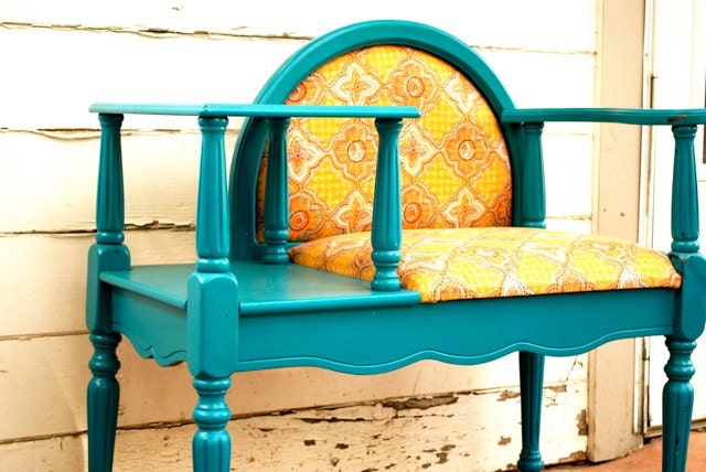 Bright Teal Sunshine Vintage Writing Desk Chair
