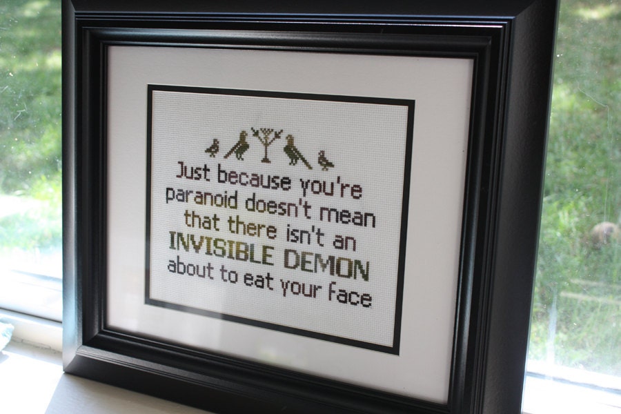 Framed Cross Stitch Harry Dresden Quote - Proceeds go to Child's Play Charity