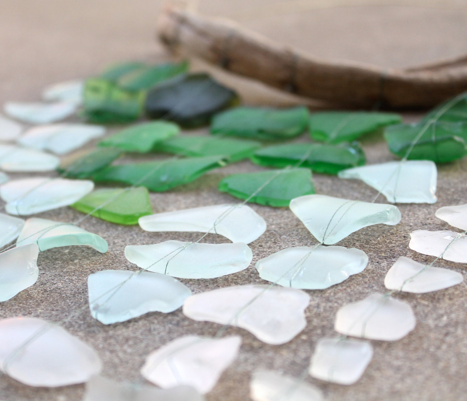 Sea Glass & Driftwood Mobile - Ombre