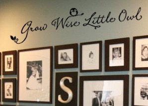 Grow Wise LIttle Owl Family  vinyl wall art lettering sticker decal 30wx6h