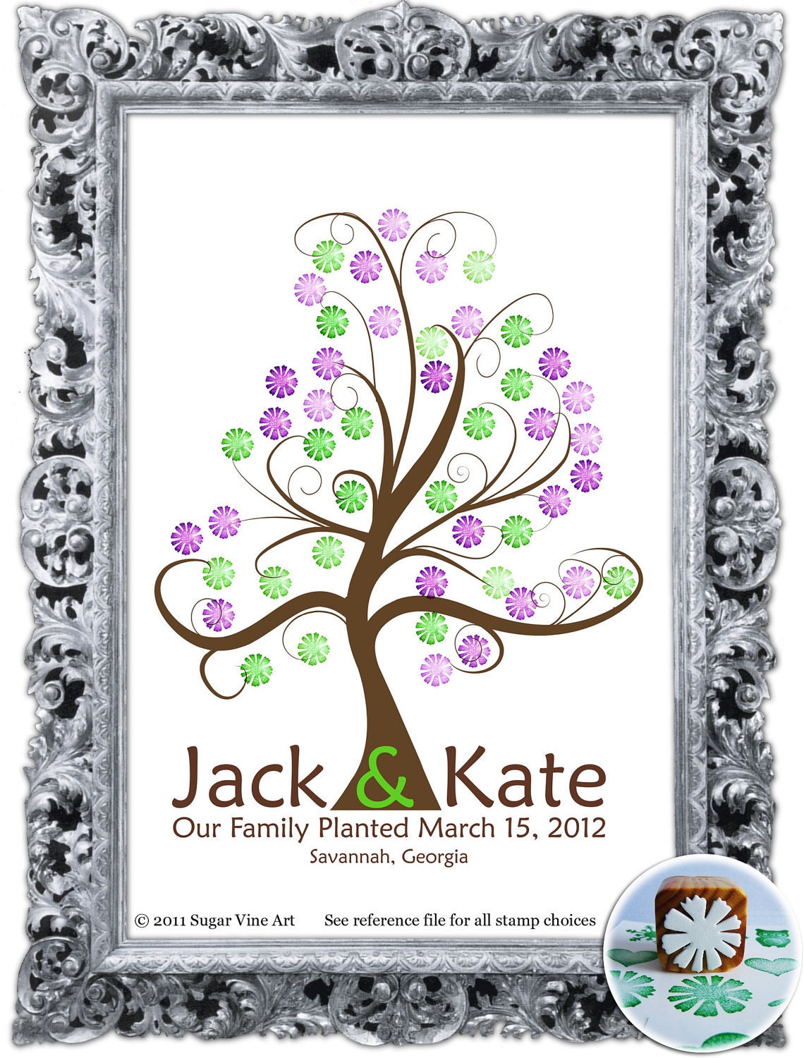 THUMBPRINT TREE, Fingerprint Stamp guest book Tree, Love Birds, tree guest book, guest book tree wedding, 20x30 num. 105