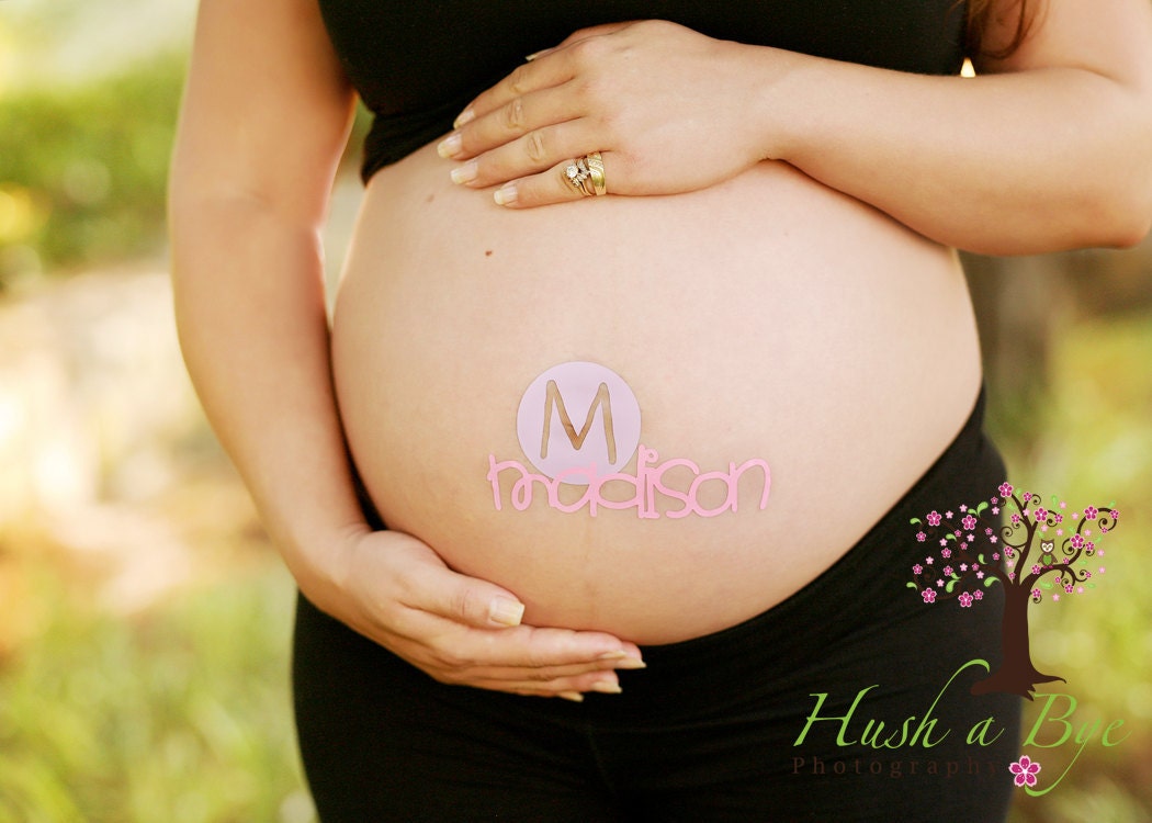 Fun and Unique "Personalized Baby Name" Baby Bump Pregnancy Sticker