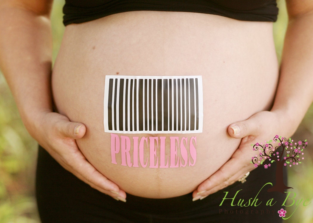 Fun and Unique "PRICELESS" Baby Bump Pregnancy Sticker