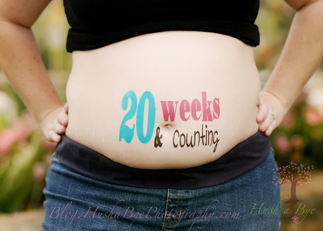 Fun and Unique "20 weeks & counting" Baby Bump Pregnancy Sticker