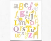 Alphabet Nursery Art Print Wall Art Poster for Baby or Kids Room - 8 x 10 - Typography Custom Colors Nursery Decor, Kids Decor, ABC Print