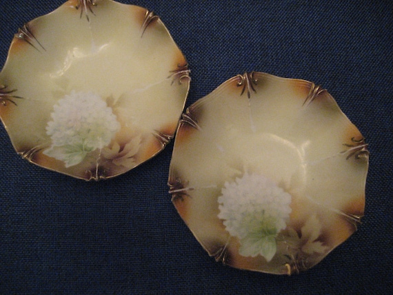 Antique Vintage R S Prussia Bowls Gold Trim Floral Motif 1890s 1900s Porcelain Collectable