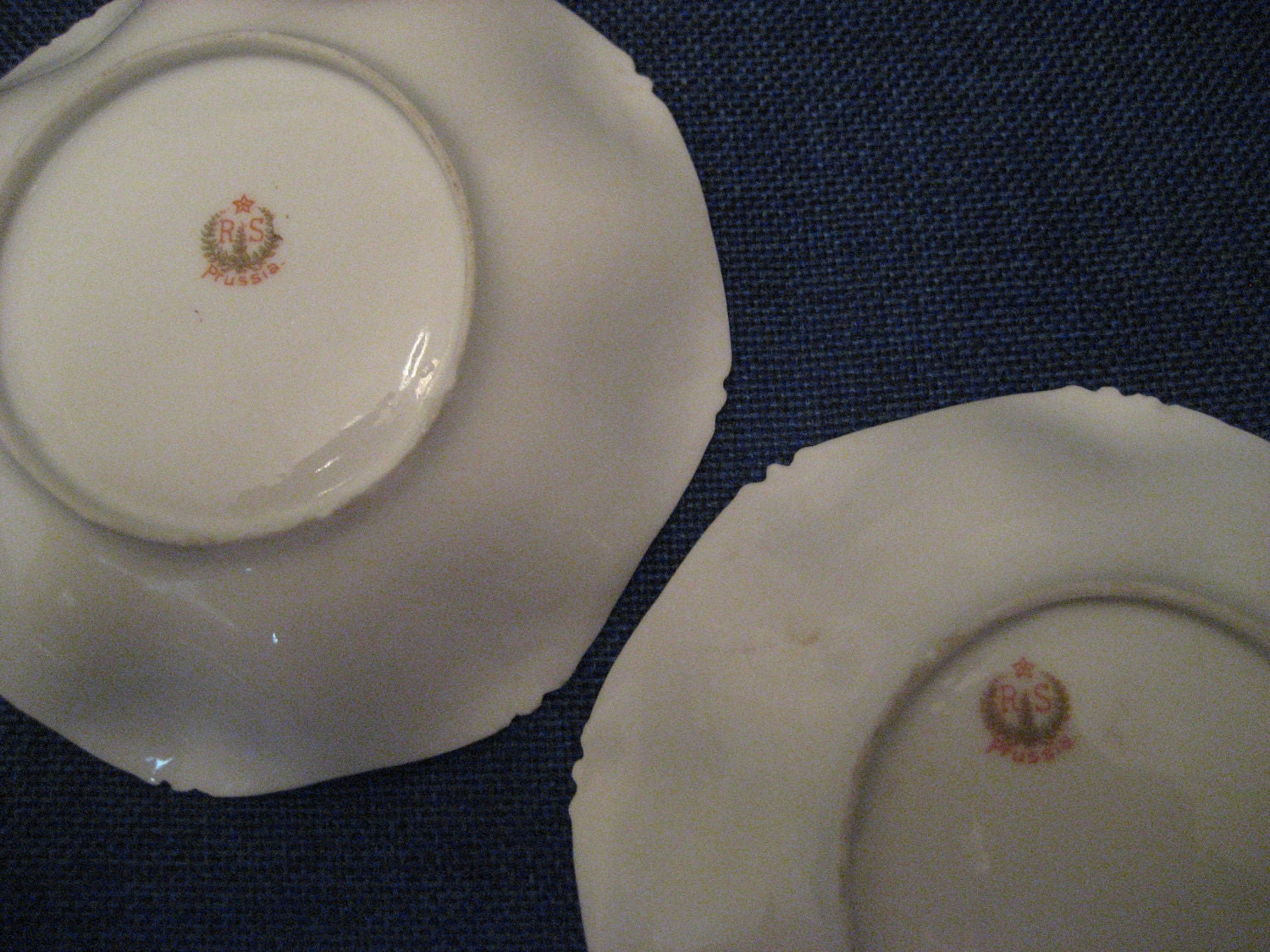 Antique Vintage R S Prussia Bowls Gold Trim Floral Motif 1890s 1900s Porcelain Collectable