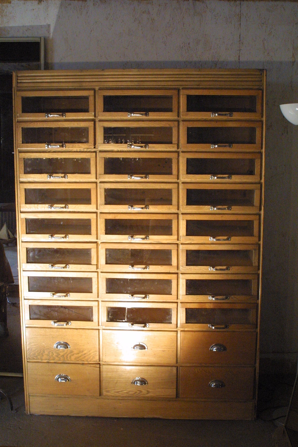 Hand made Gentlemens outfitters styled drawer unit. Craftsman made in Britain