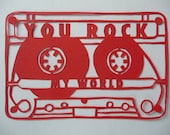 CASSETTE TAPE PAPERCUT  //  unique romantic gift  //  you rock my world