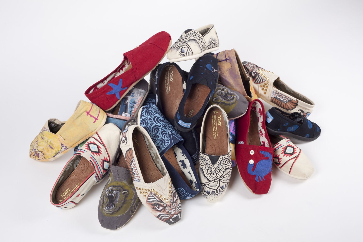 Custom Handpainted TOMS in Ikat Design