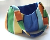 Hobo Purse, Fabric Handbag, Color Block Stripe