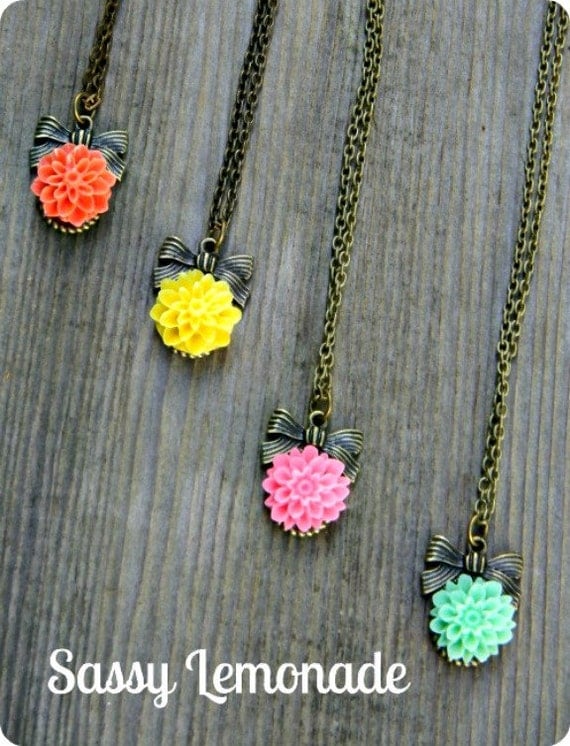 Lisa Loves her Chrysanthemums wrapped up in a Bow Necklace On Sale