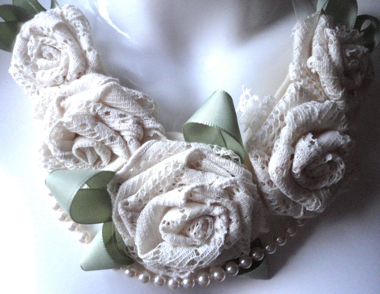 Lace Bib Statement Flower Necklace