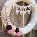 18" New Baby Girl Wreath, Nursery, Baby Shower, Hospital, Delivery, Door/Wall Decor, Wedding Wreath, Shabby Chic: Pink, Brown, Champagne