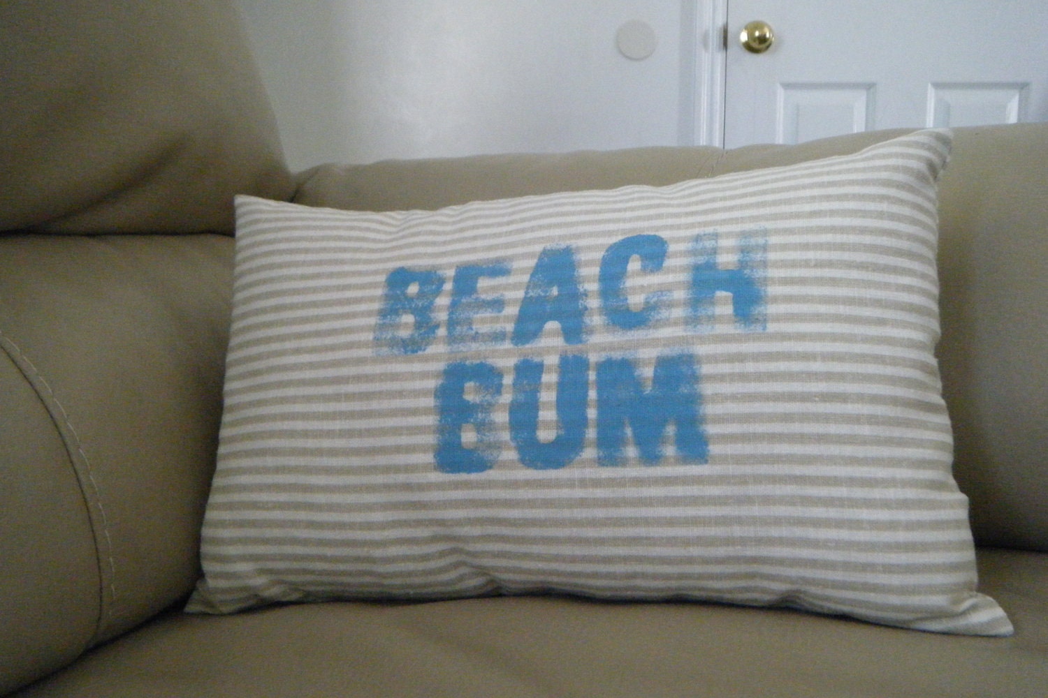 Clearance- Pillow- casual hand stamped "beach bum"