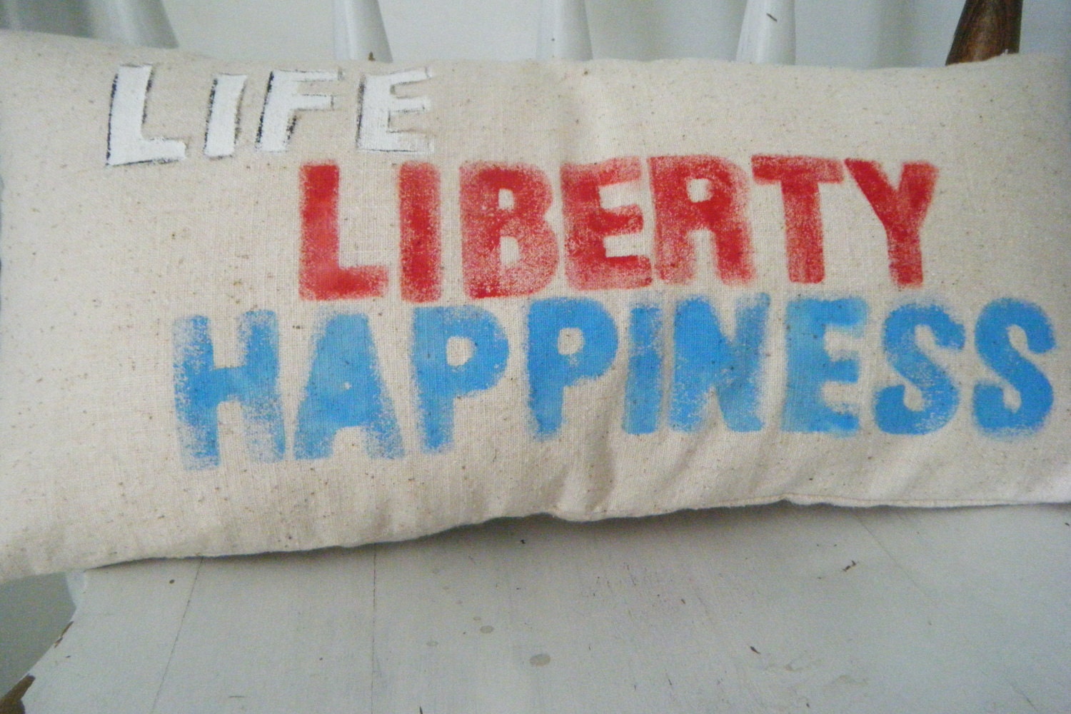 Clearance- Pillow- hand stamped americana