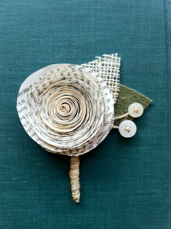 Unique Recycled Paper Boutonnière