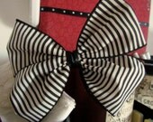 Large Black and White Striped Bow Clip
