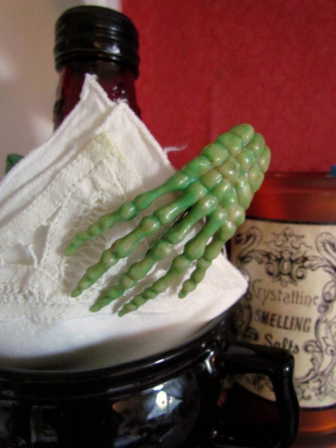 Zombie Green Skeleton Hand Hair Clip