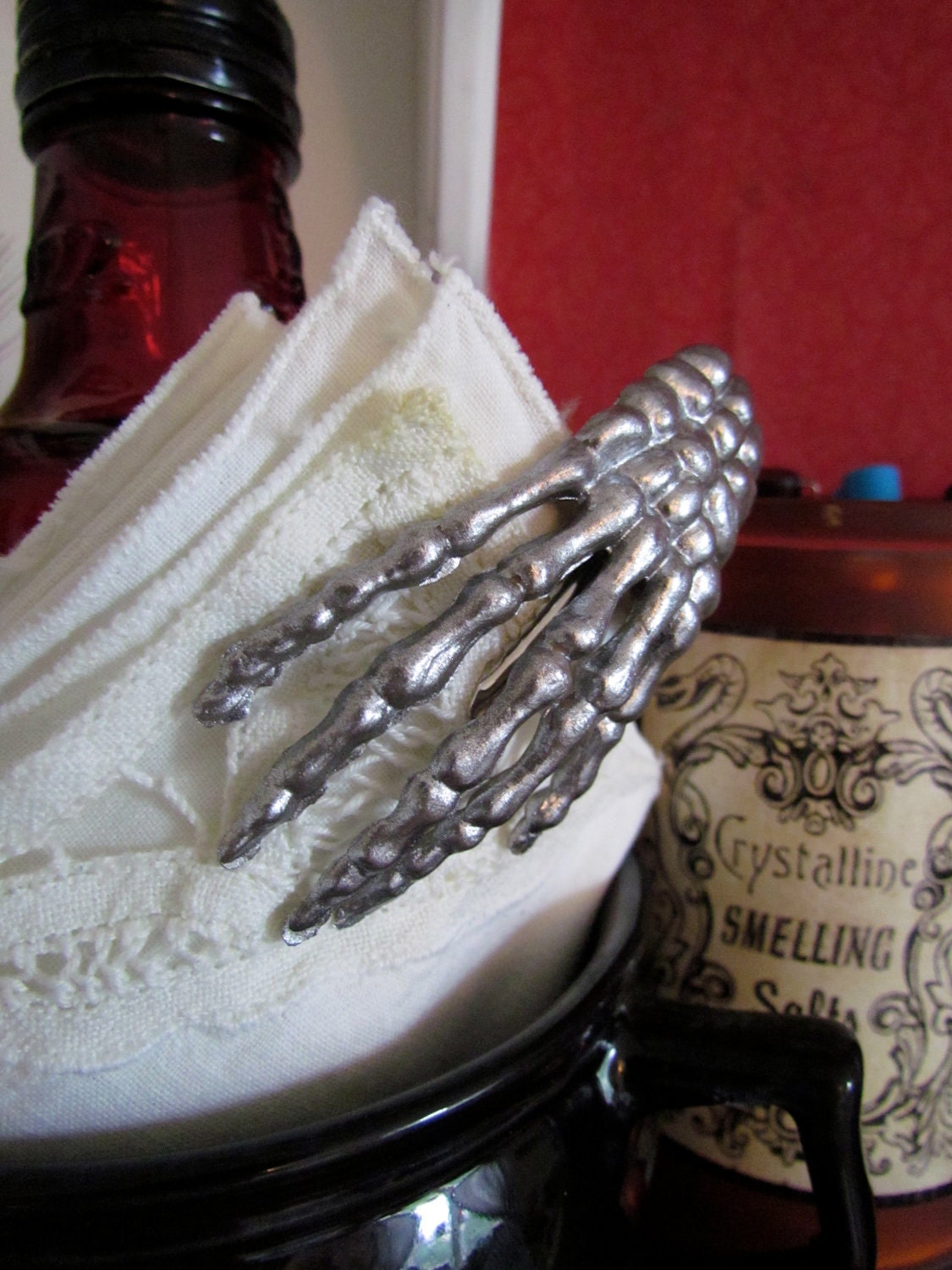 Sparkly Silver Skeleton Hand Hair Clip
