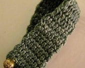 Crochet Bracelet in Dark Teal Cotton with Gold Filigree Buttons
