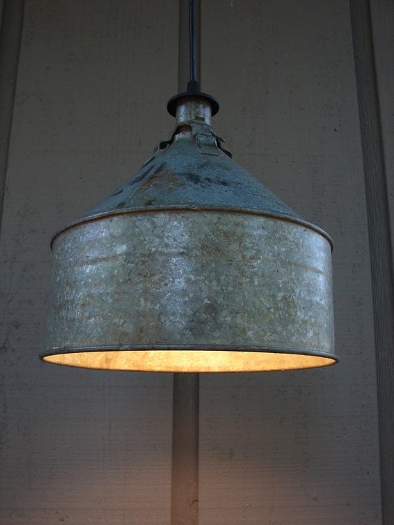 Upcycled Vintage Farm Funnel Pendant Light